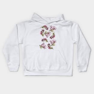 Pink Spring Flowers set, Art Nouveau flower pattern, nature, Magnolia and Cherry Blossom, Pastel, Watercolor style Kids Hoodie